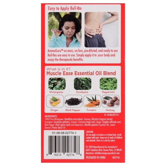 AromaGuru Muscle Ease Essential Oil Blend Roll-On - Picture 2 of 3